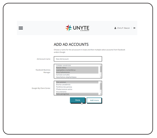 Unyte Facebook & Google account setup